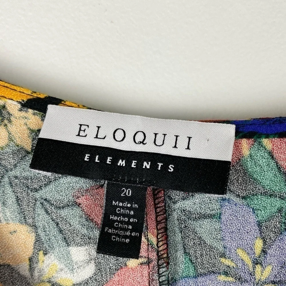 ELOQUII Elements Plus Size Knot Front Floral Print Flounce Dress, Size 20